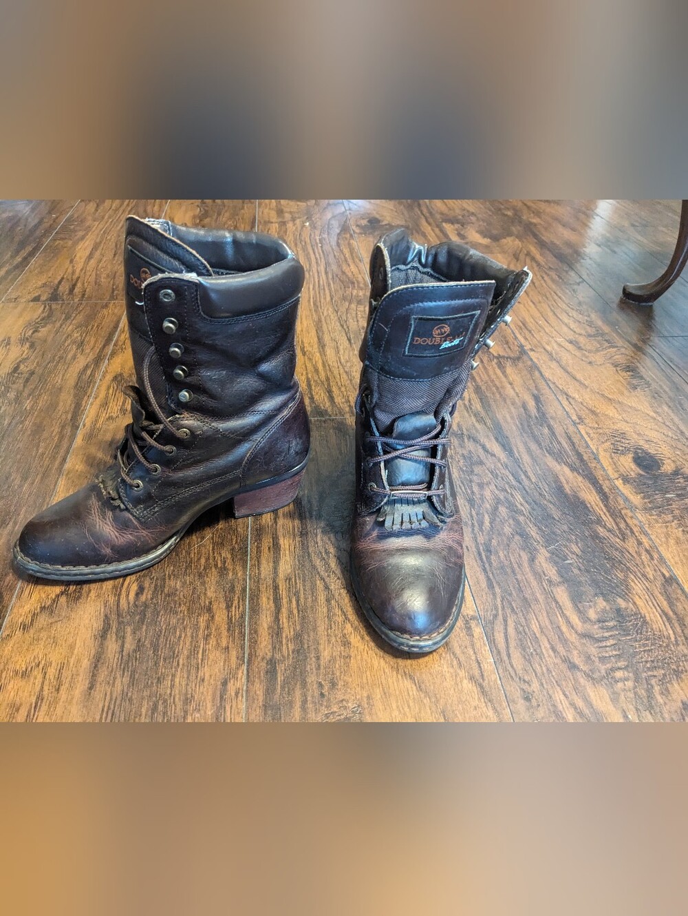 Women's Western Double H Dark Brown Lace-Up Boots